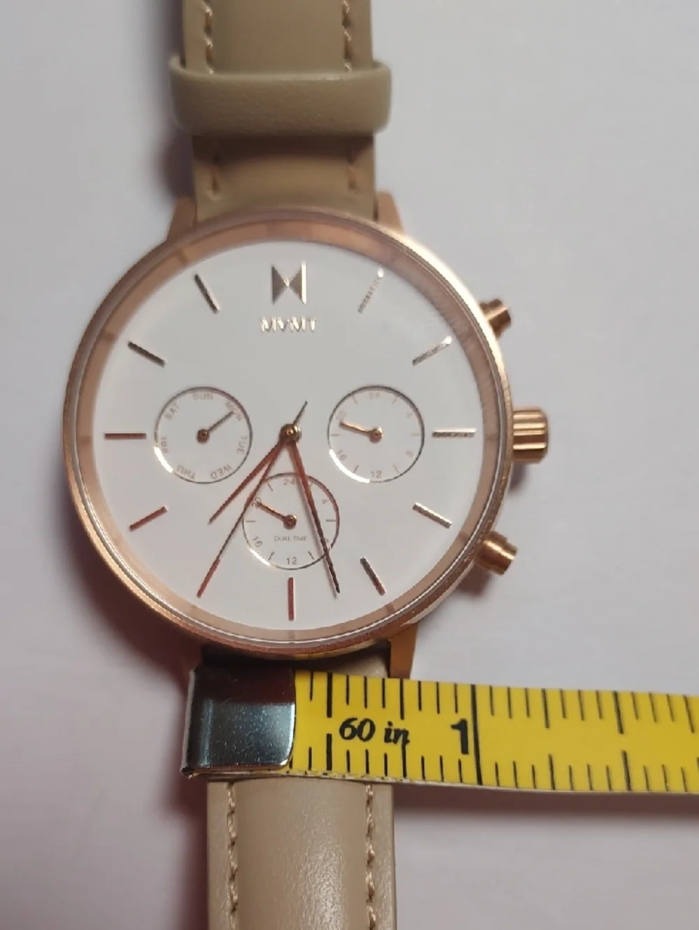 MVMT Rose gold Watch With Beige Leather Strap Chronograph Watch